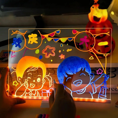 Luminous Fluorescent Drawing Board DIY Plug-In Learning Acrylic Display Board Memo Message Erase Board Decora Night Lights